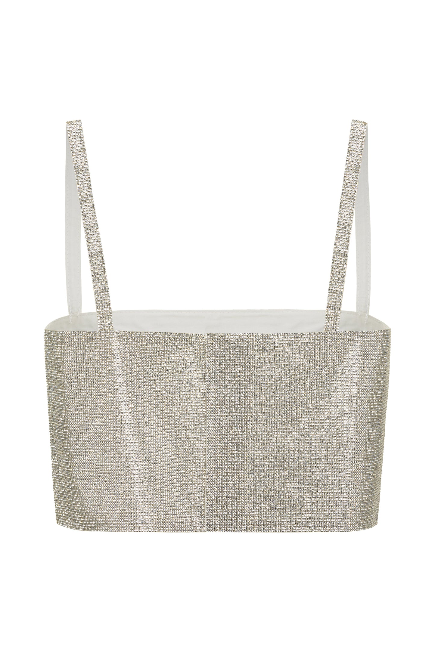 Shira Silver Rhinestone Crop Top