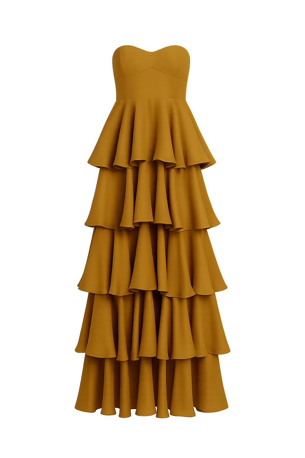Selene Gold Ruffle Maxi Dress