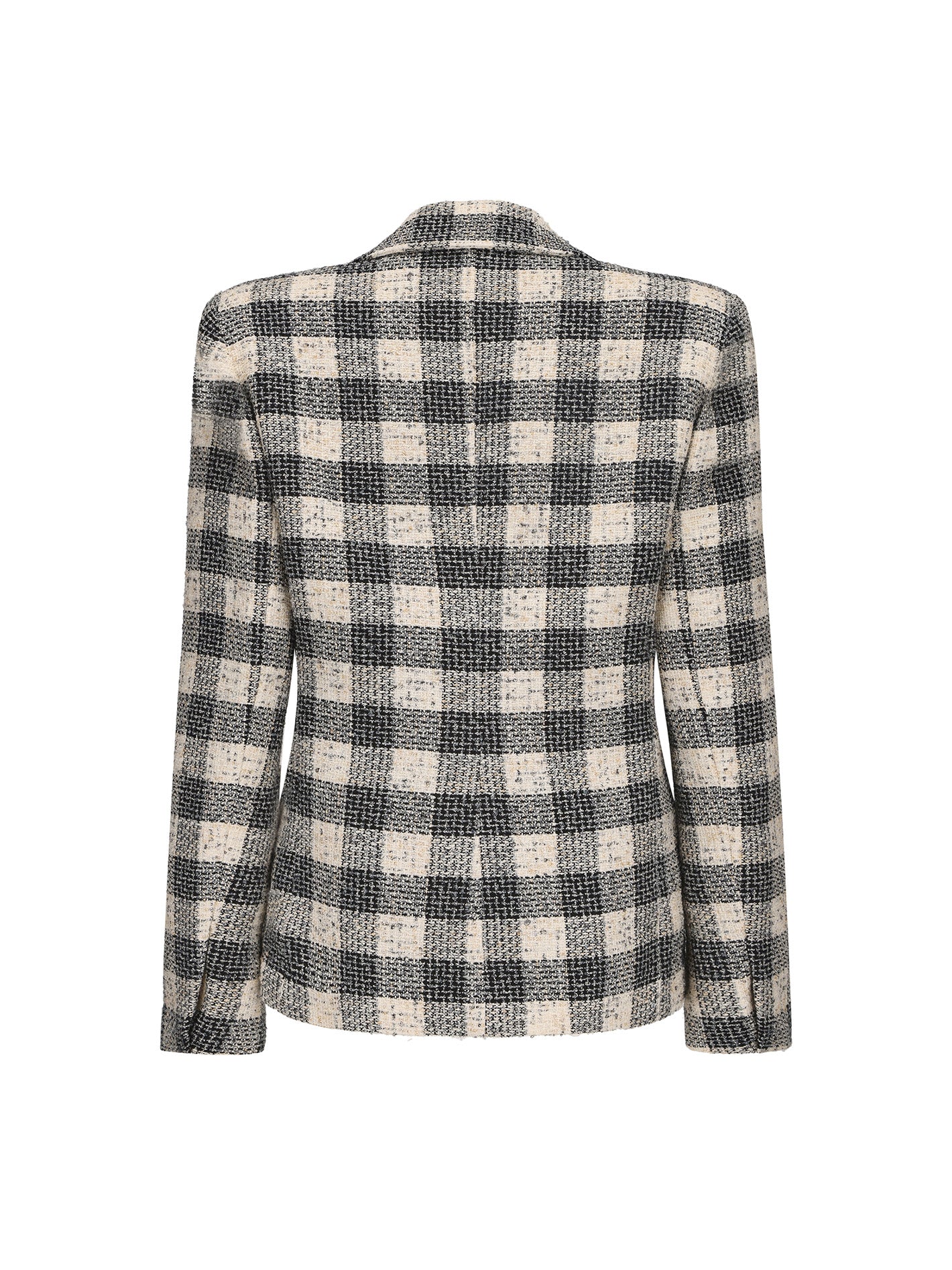 Maya Textured Lapel Black Checkered Suit Jacket (Final Sale)