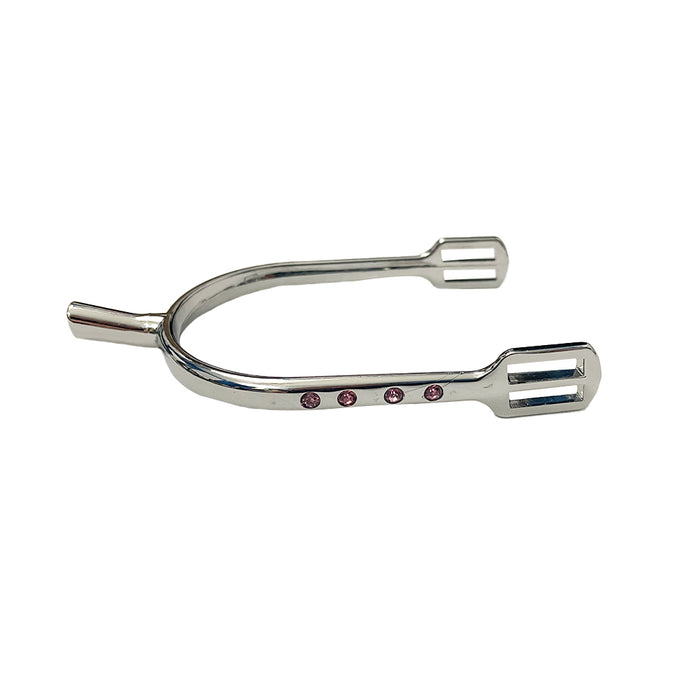 TuffRider Aluminum Bling Spurs With Strap- Pink Crystals- Breeches.com