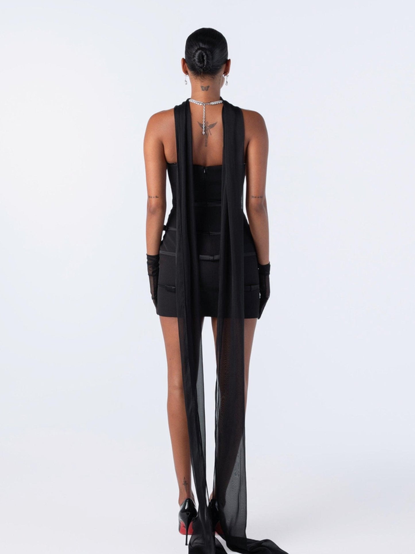 Lucie Bow Dress (Black) (Final Sale)