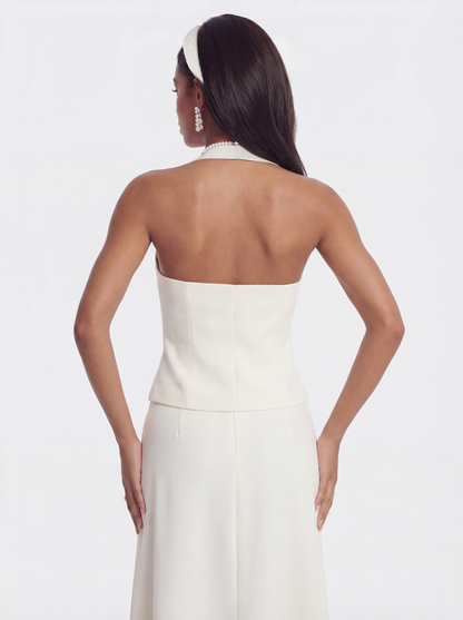 Amara Tailored Halter White Vest