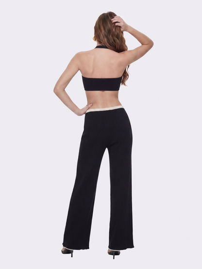 Charlotte Ribbed Black Pants