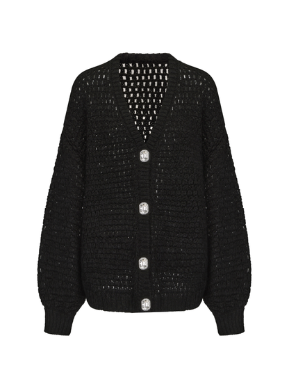 Alexis Cardigan + Scarf Set (Black) (Final Sale)