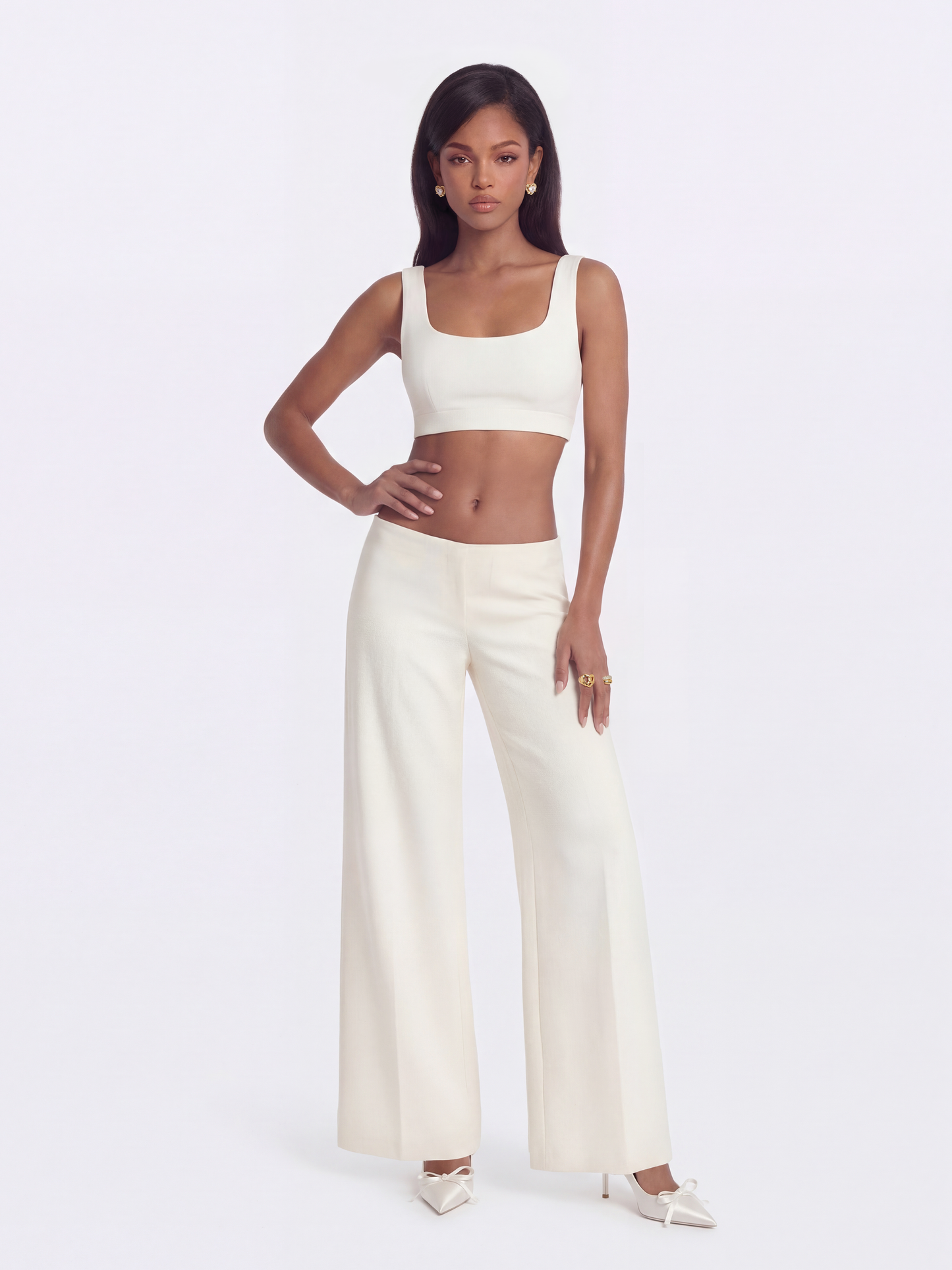 Natalia Tailored Cropped White Top