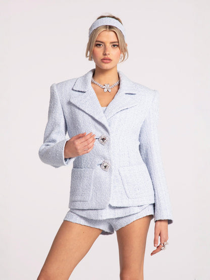 Maya Textured Lapel Blue Suit Jacket (Final Sale)