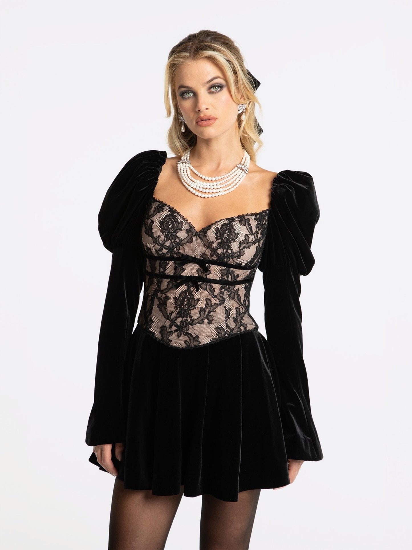 Evelyn Velvet Dress (Black) (Final Sale)