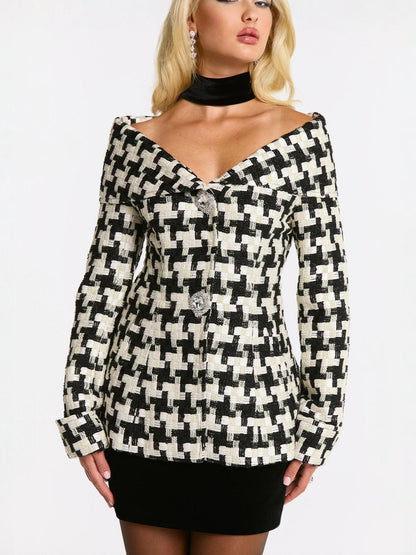Marlee Plaid Top (Black/White) (Final Sale)
