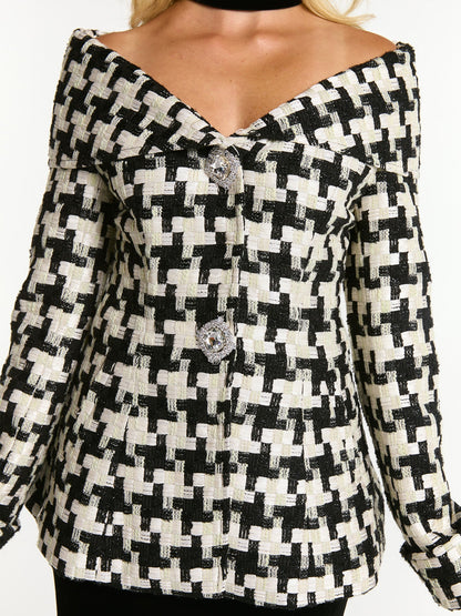 Marlee Plaid Top (Black/White) (Final Sale)
