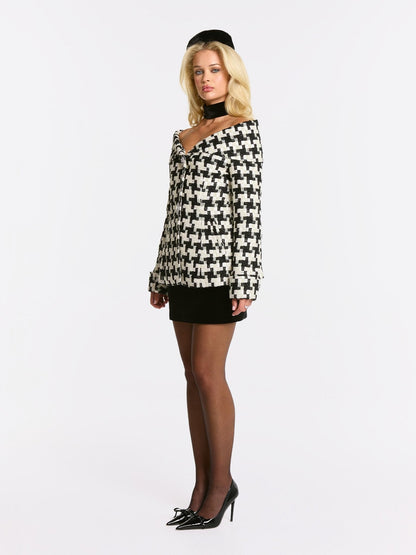 Marlee Plaid Top (Black/White) (Final Sale)