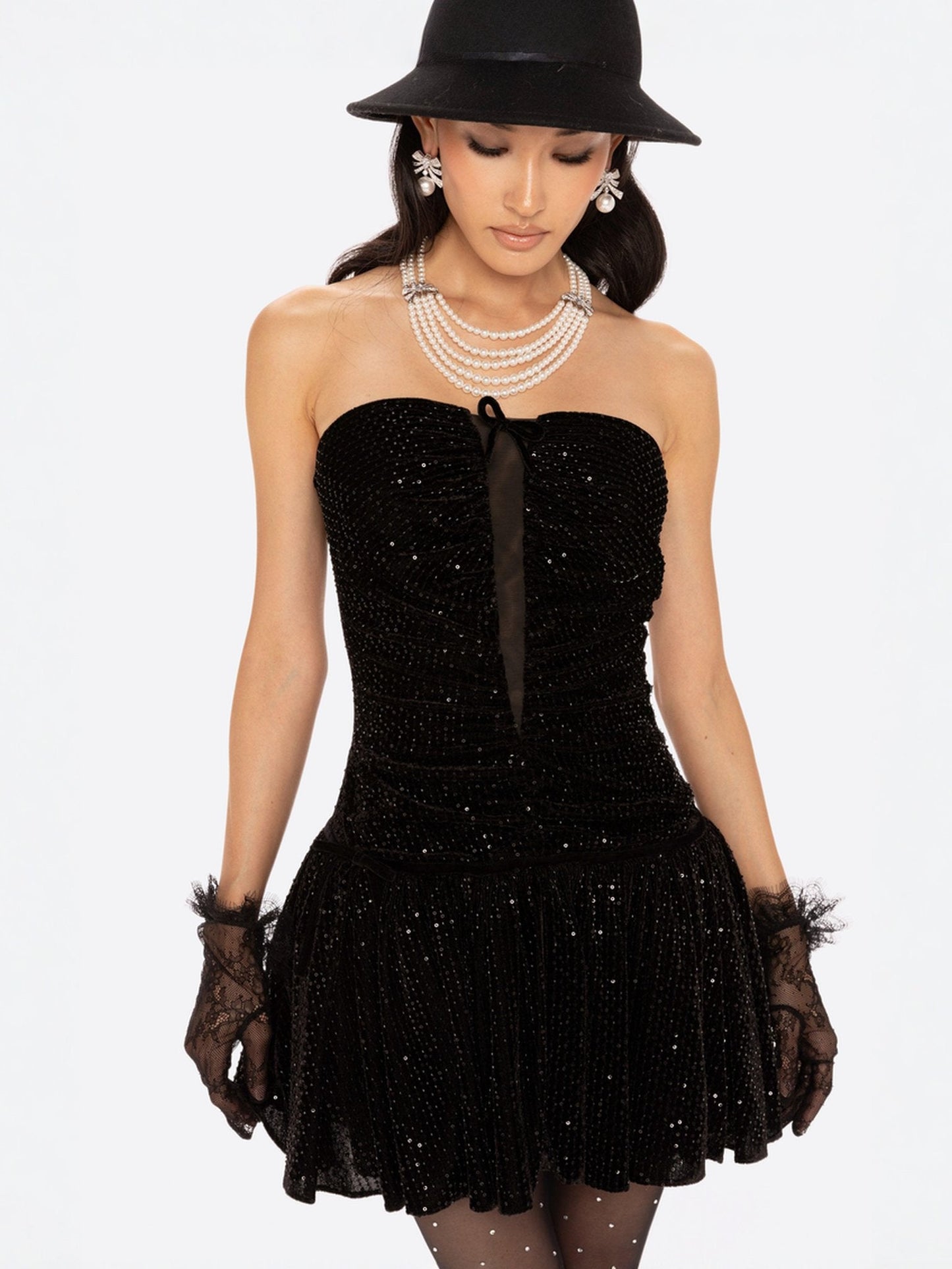 Audrey Sparkle Velvet Mini Dress