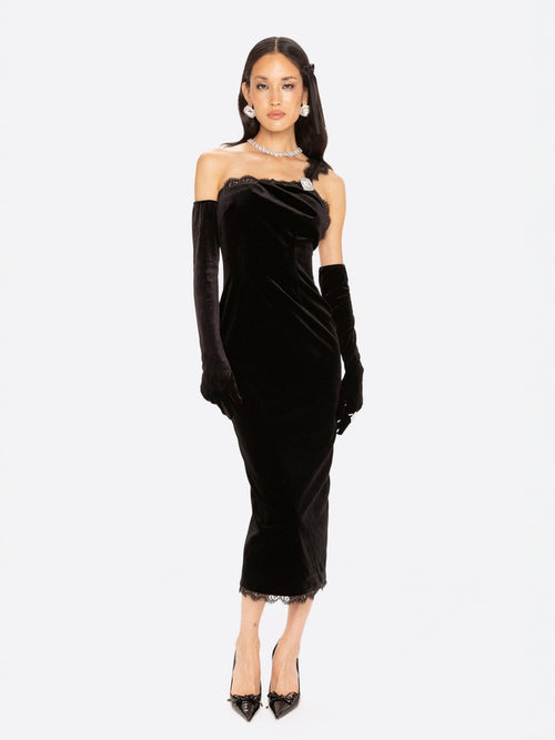 Angelica Velvet Maxi Dress (Black)