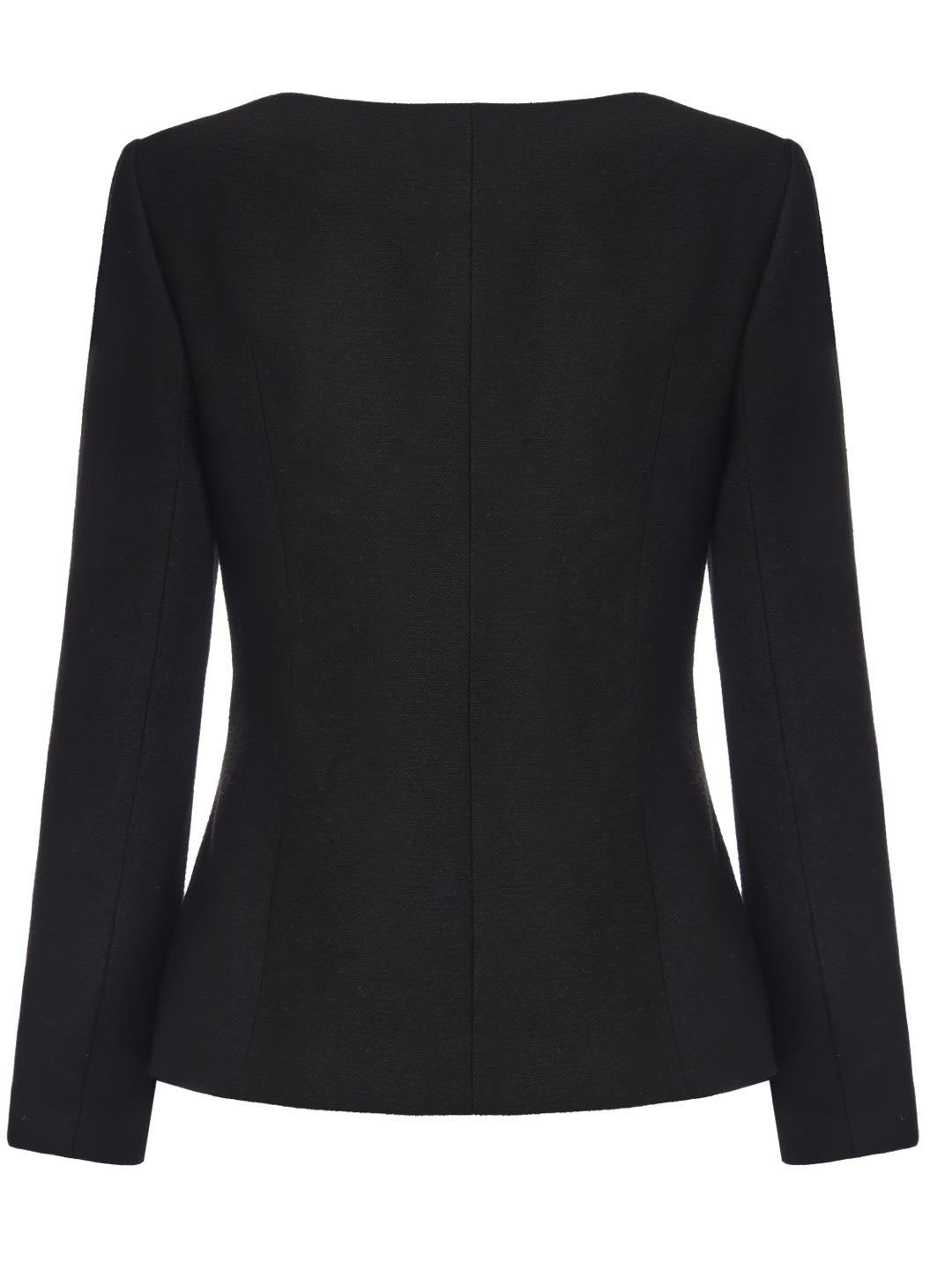 Natalia Tailored Hidden-Placket Black Blazer