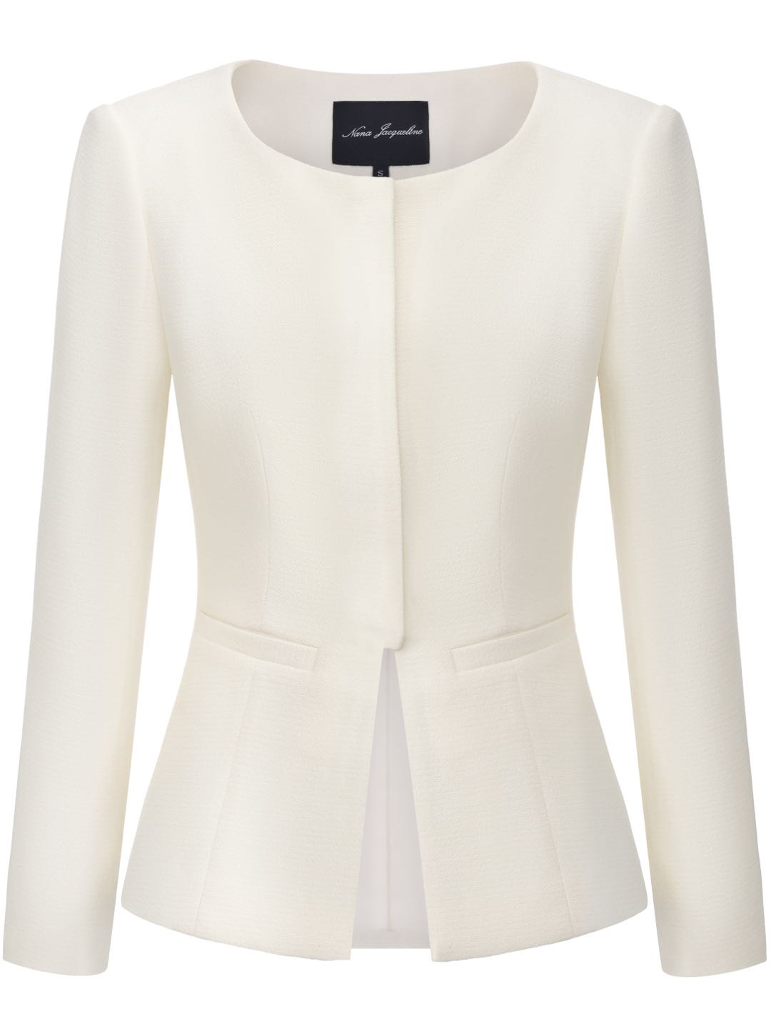 Natalia Tailored Hidden-Placket White Blazer