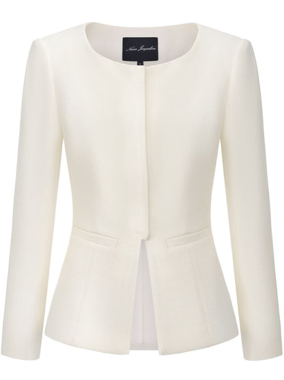 Natalia Tailored Hidden-Placket White Blazer