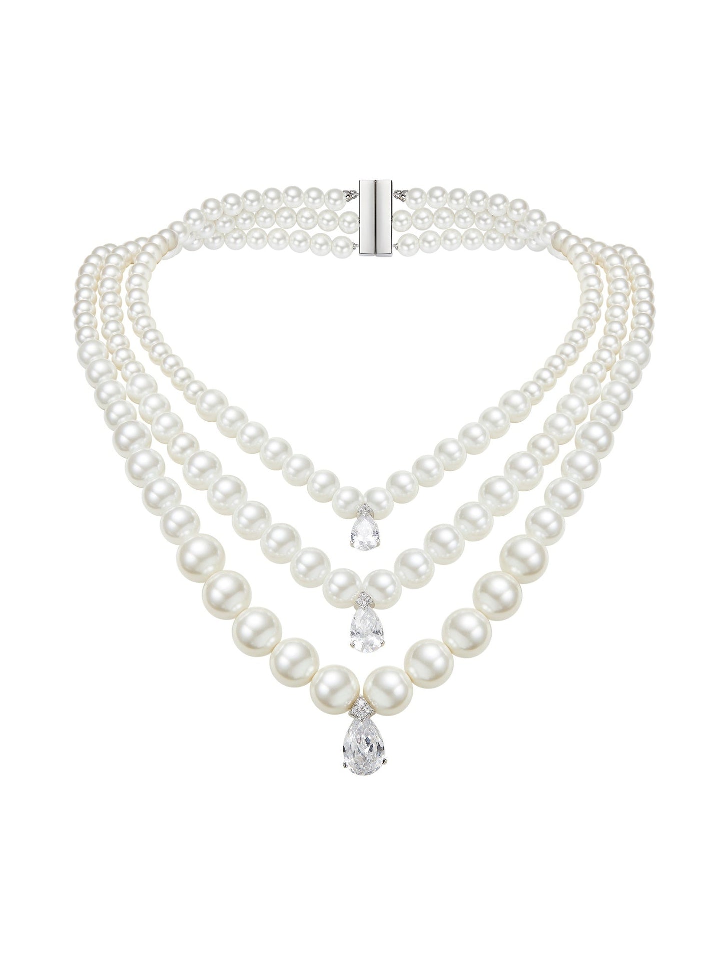Adriana Layered Pearl Drop Necklace