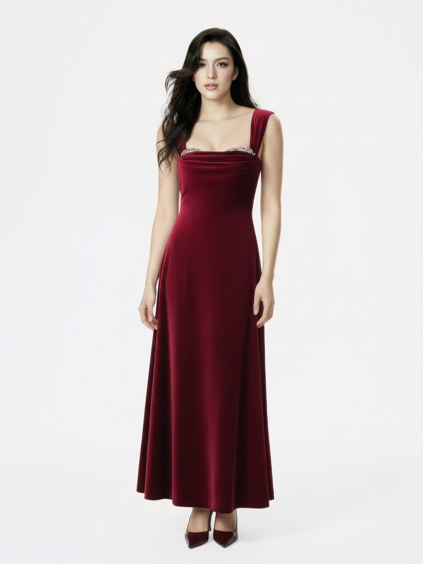 Belle Velvet Maxi Dress (Red)