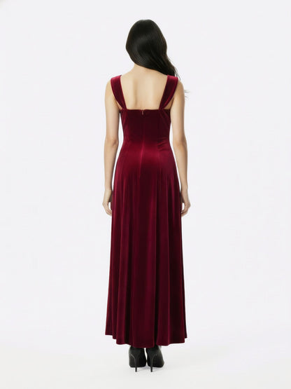 Belle Velvet Maxi Dress (Red)
