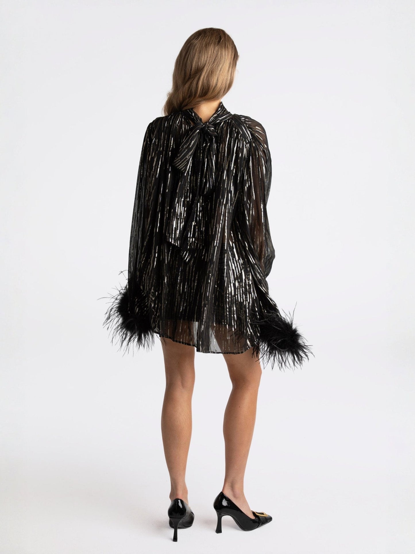 Keira Feather Top (Black) (Final Sale)