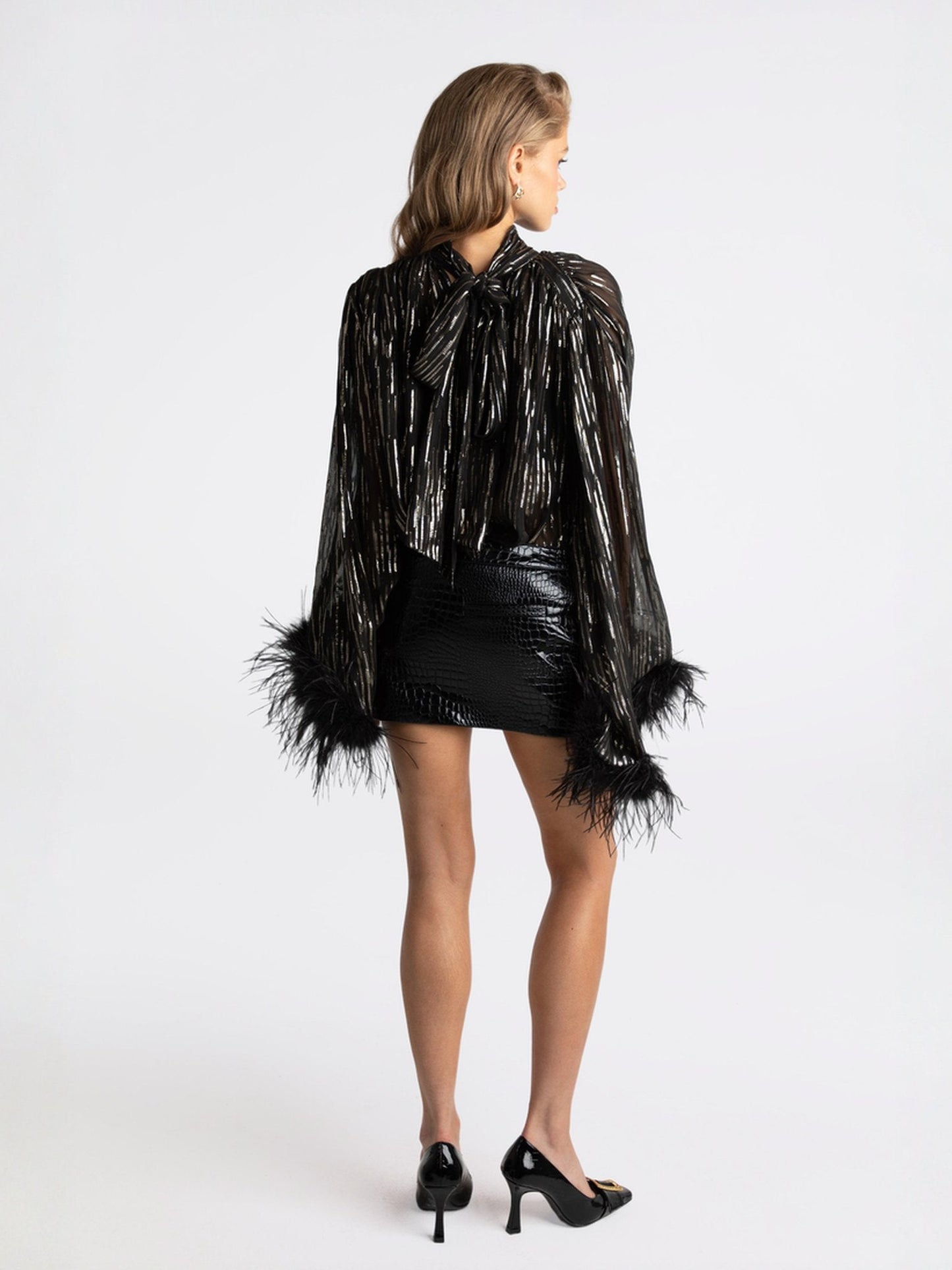 Keira Feather Top (Black) (Final Sale)