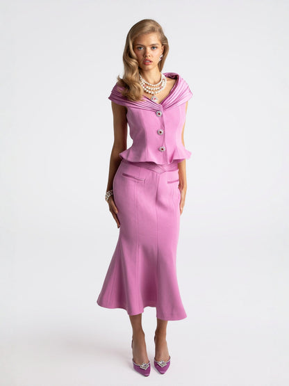 Belle Satin Top (Pink) (Final Sale)
