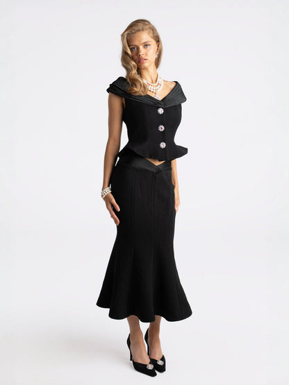 Belle Satin Skirt (Black) (Final Sale)