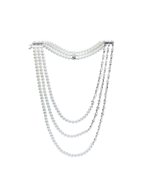Amara Layered Pearl and Crystal Necklace