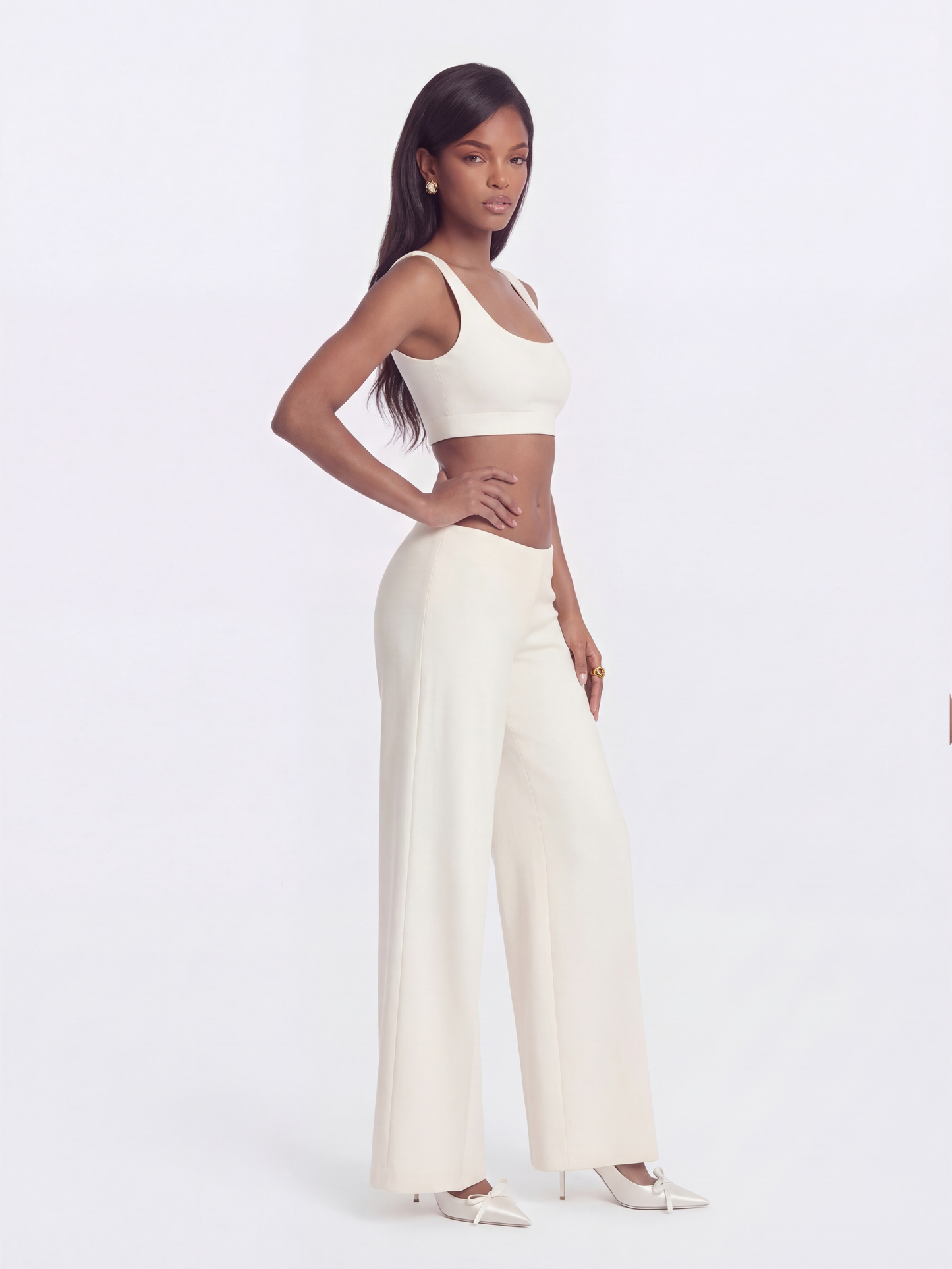 Natalia Tailored Cropped White Top