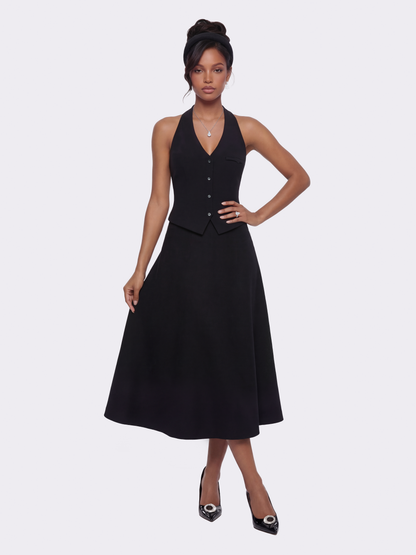 Amara Tailored Halter Black Vest