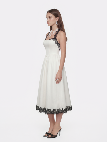 Chantal Lace Halter Ivory Acetate Maxi Dress