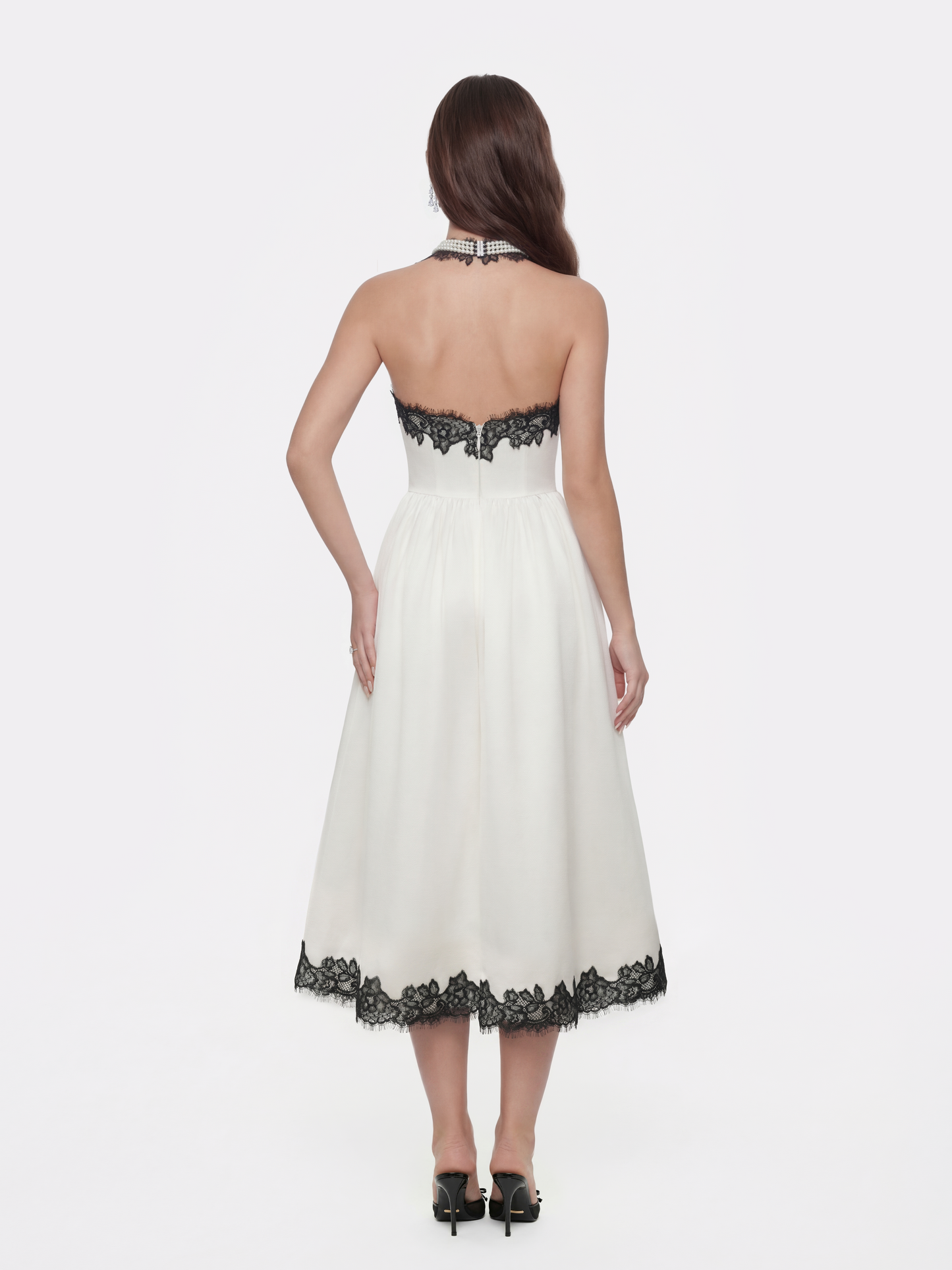 Chantal Lace Halter Ivory Acetate Maxi Dress