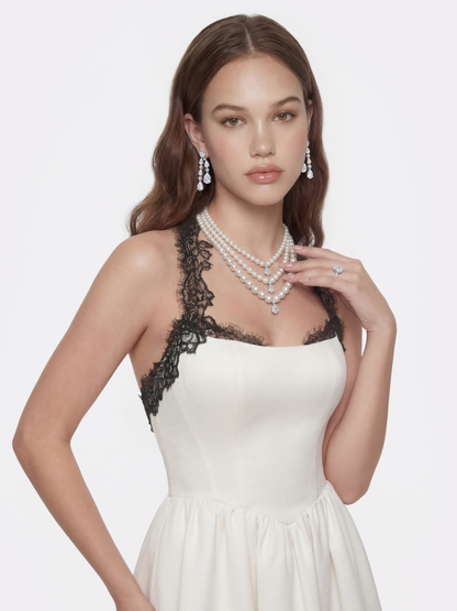 Chantal Lace Halter Ivory Acetate Maxi Dress