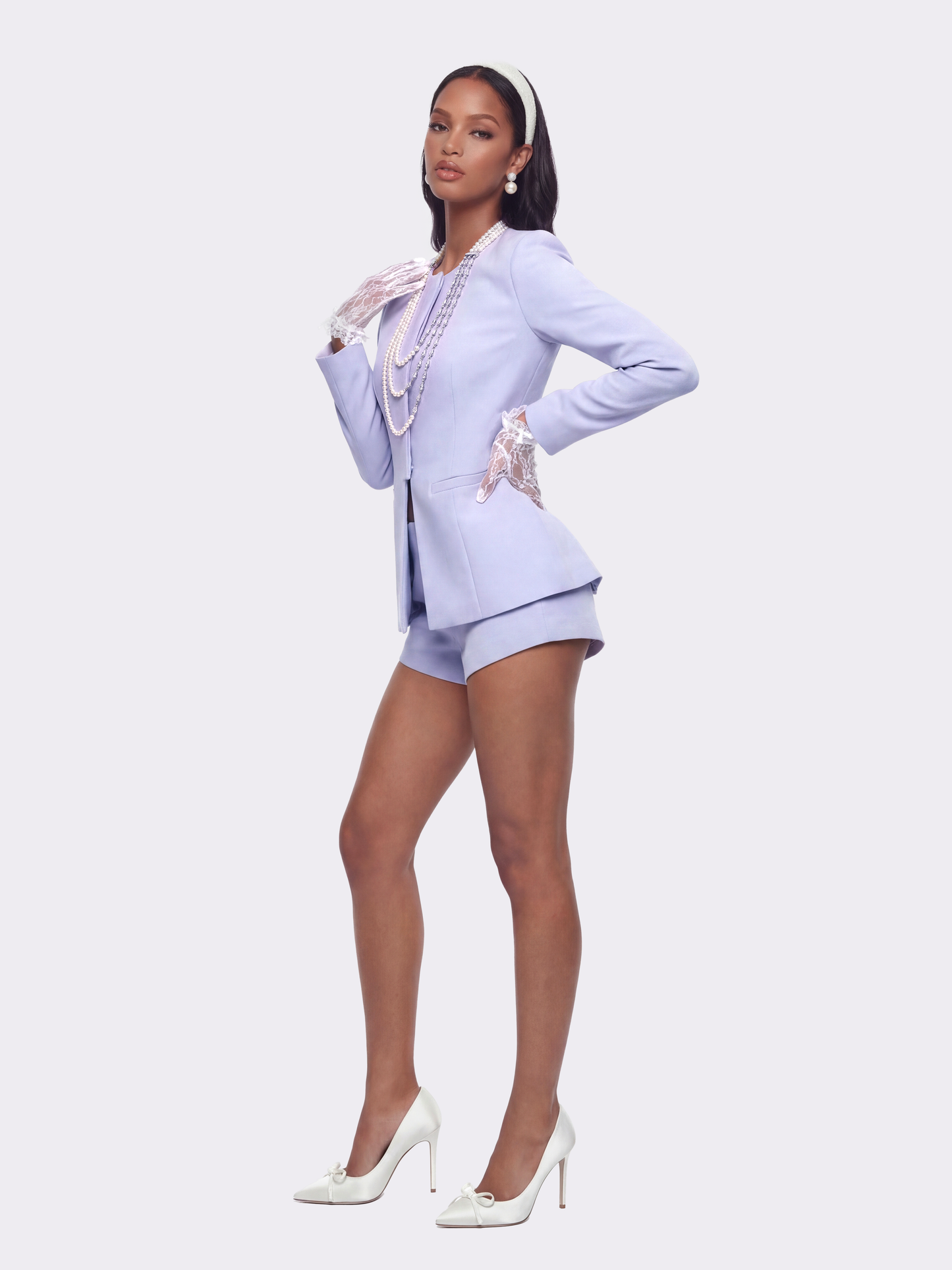 Camille Tailored Purple Mid-Rise Shorts