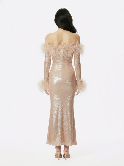 Neva Sequin Maxi Dress (Nude)