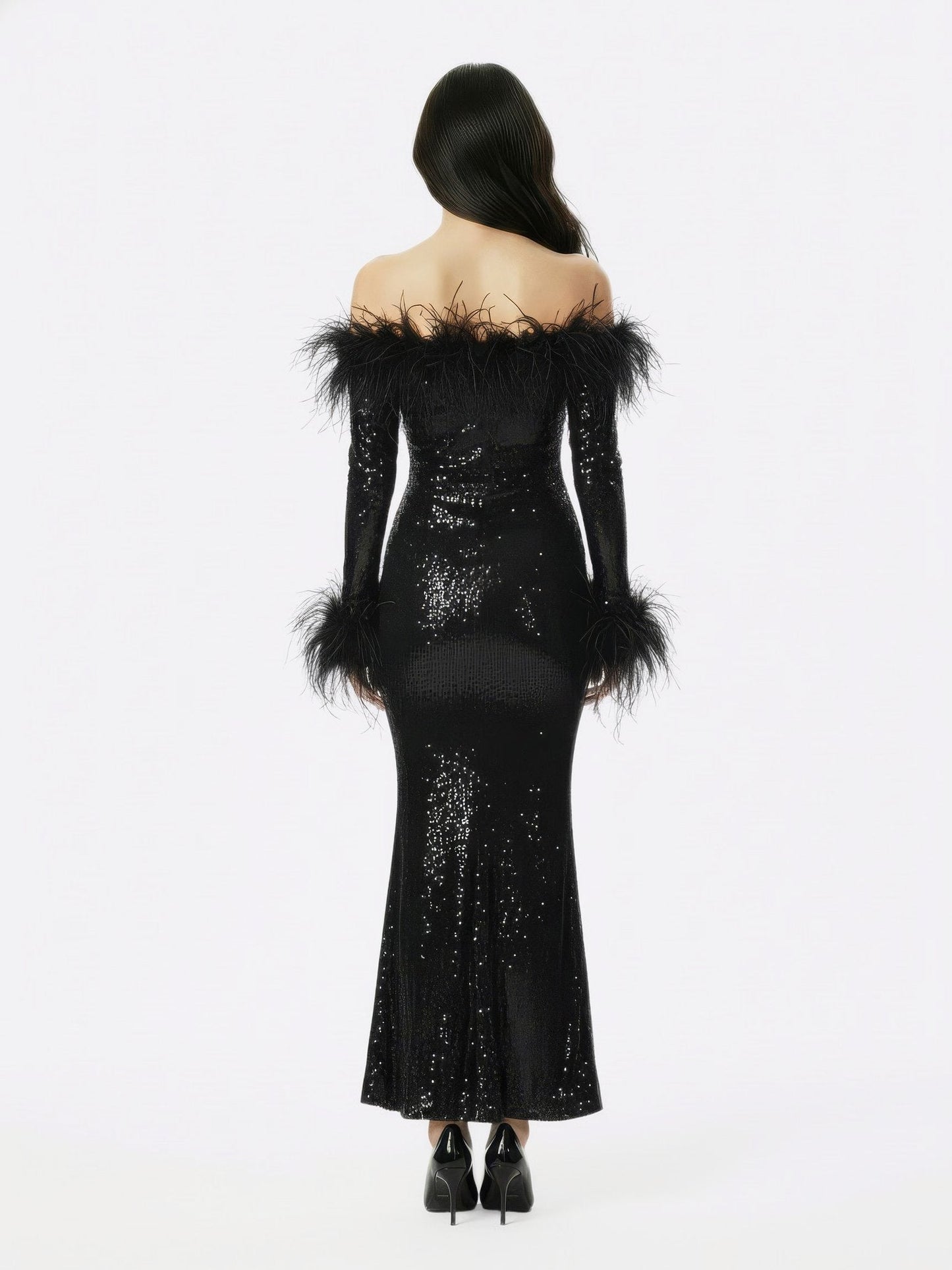 Neva Sequin Maxi Dress (Black)