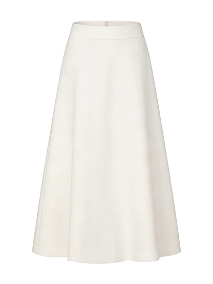 Natalia Tailored A-Line White Midi Skirt