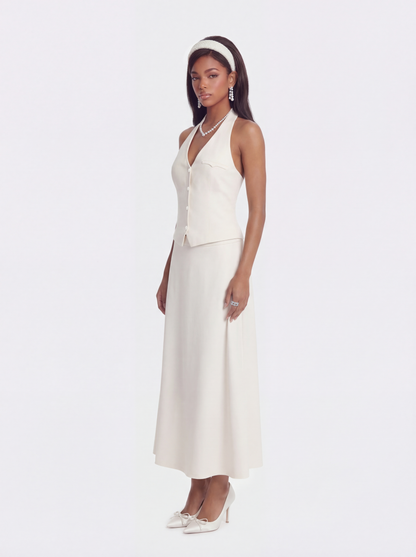 Amara Tailored Halter White Vest