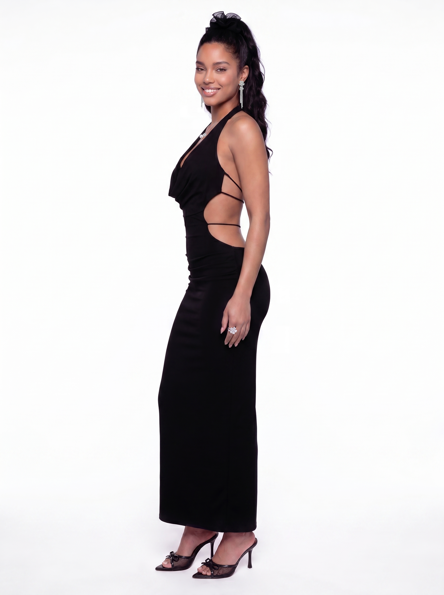 Maeve Cowl-Neck Black Dress