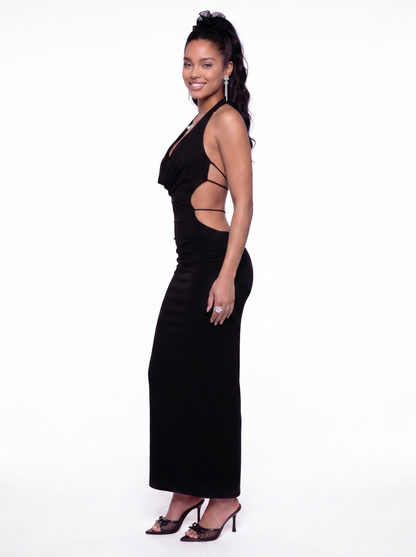Maeve Cowl-Neck Black Dress