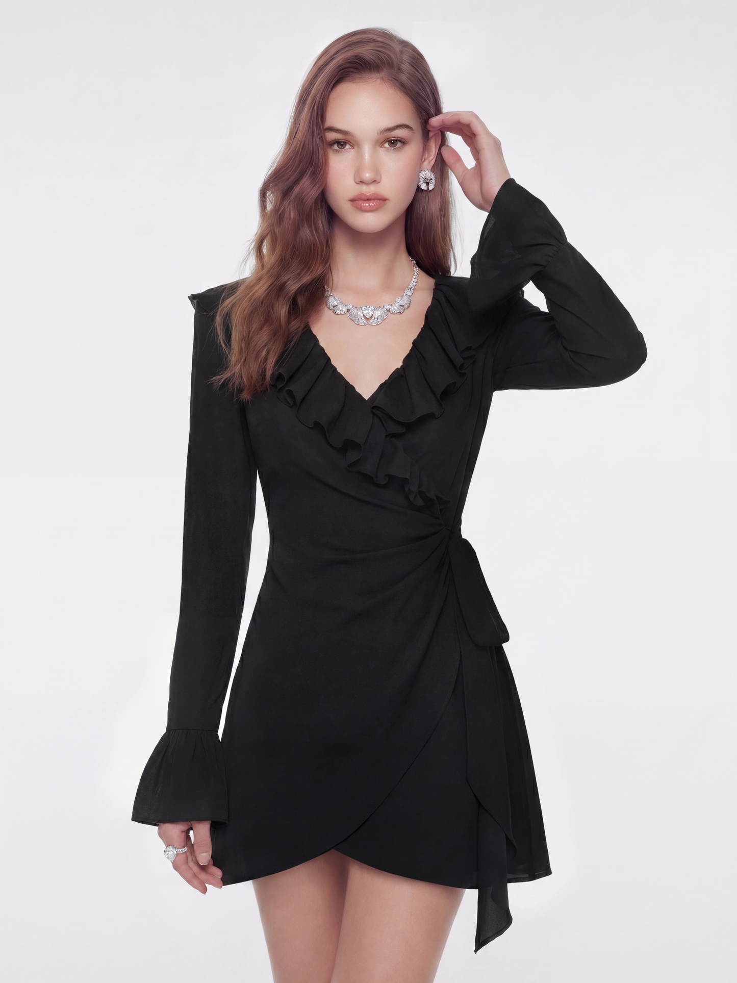 Charlotte Ruffle Black Dress