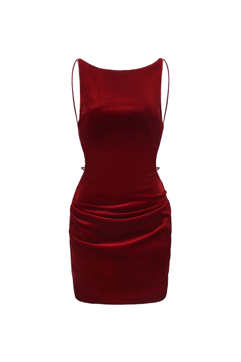 Lucia Velvet Dress (Red)
