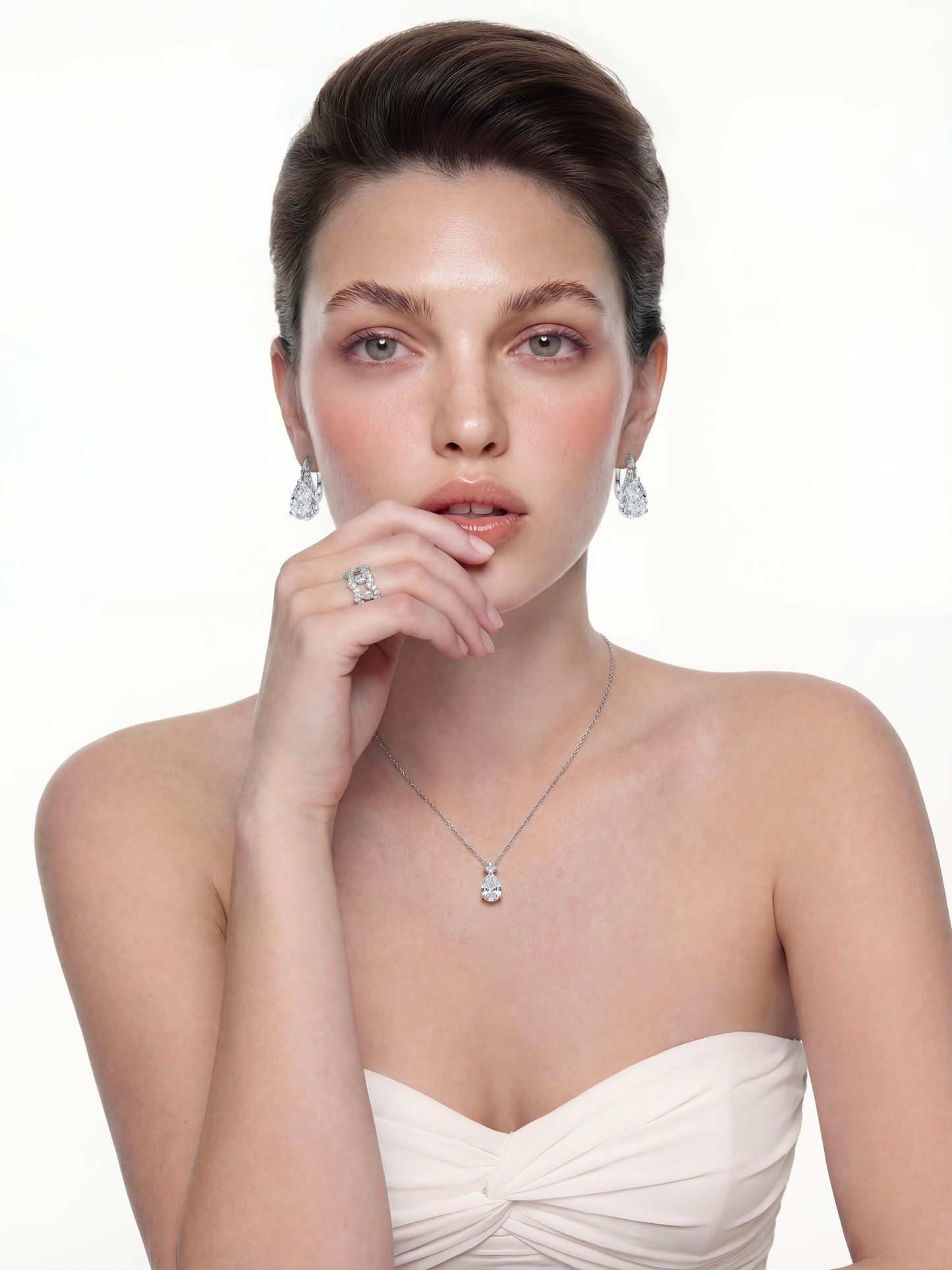 Daniela Pear Cut Crystal Drop Earrings