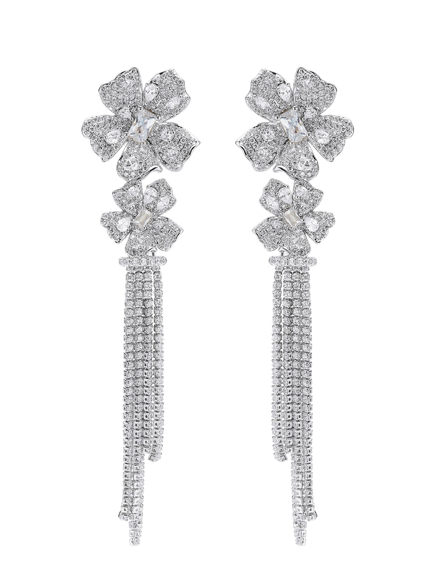 Lucienne Tassel White Earrings