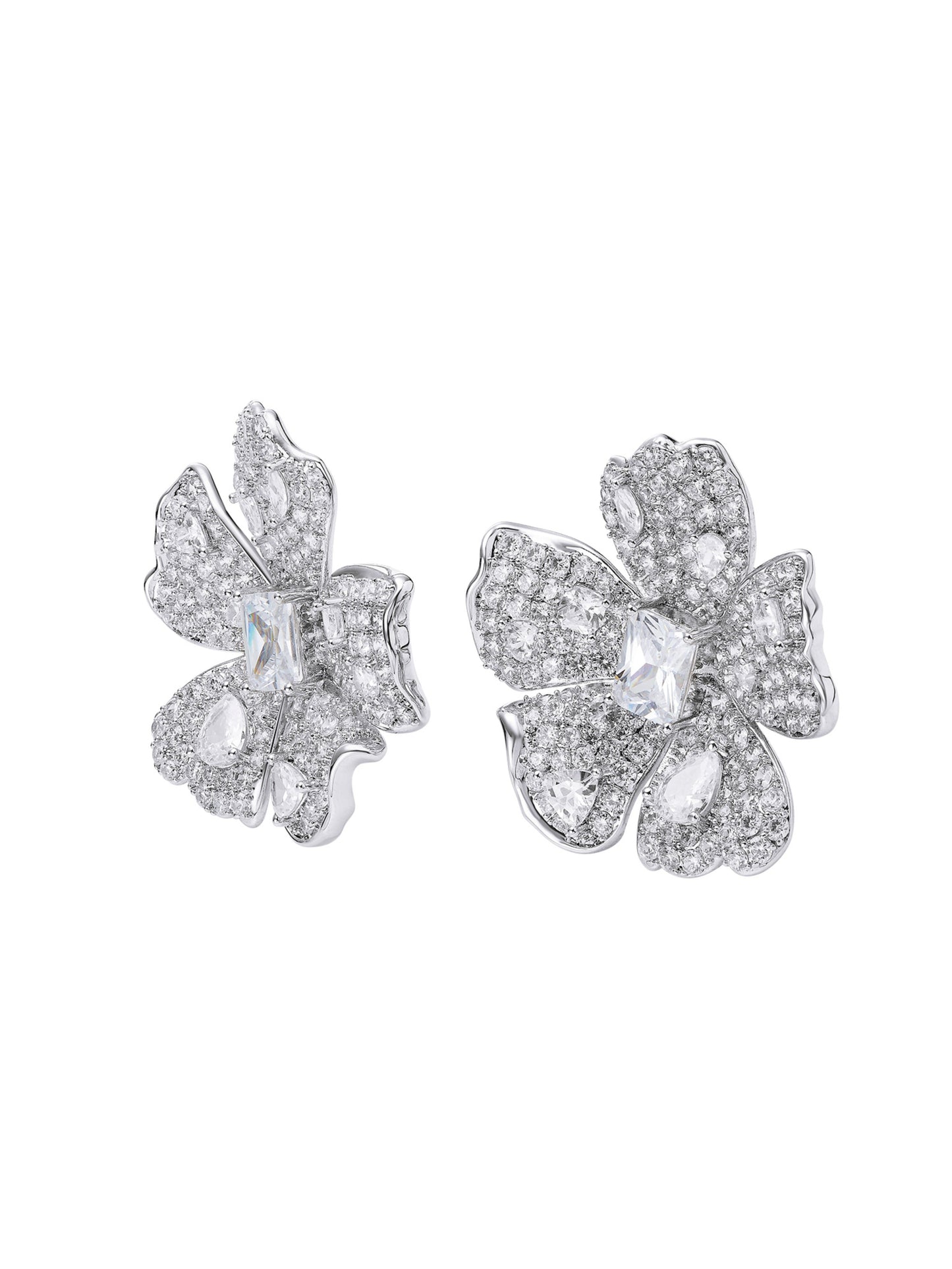 Flora Crystal White Earrings