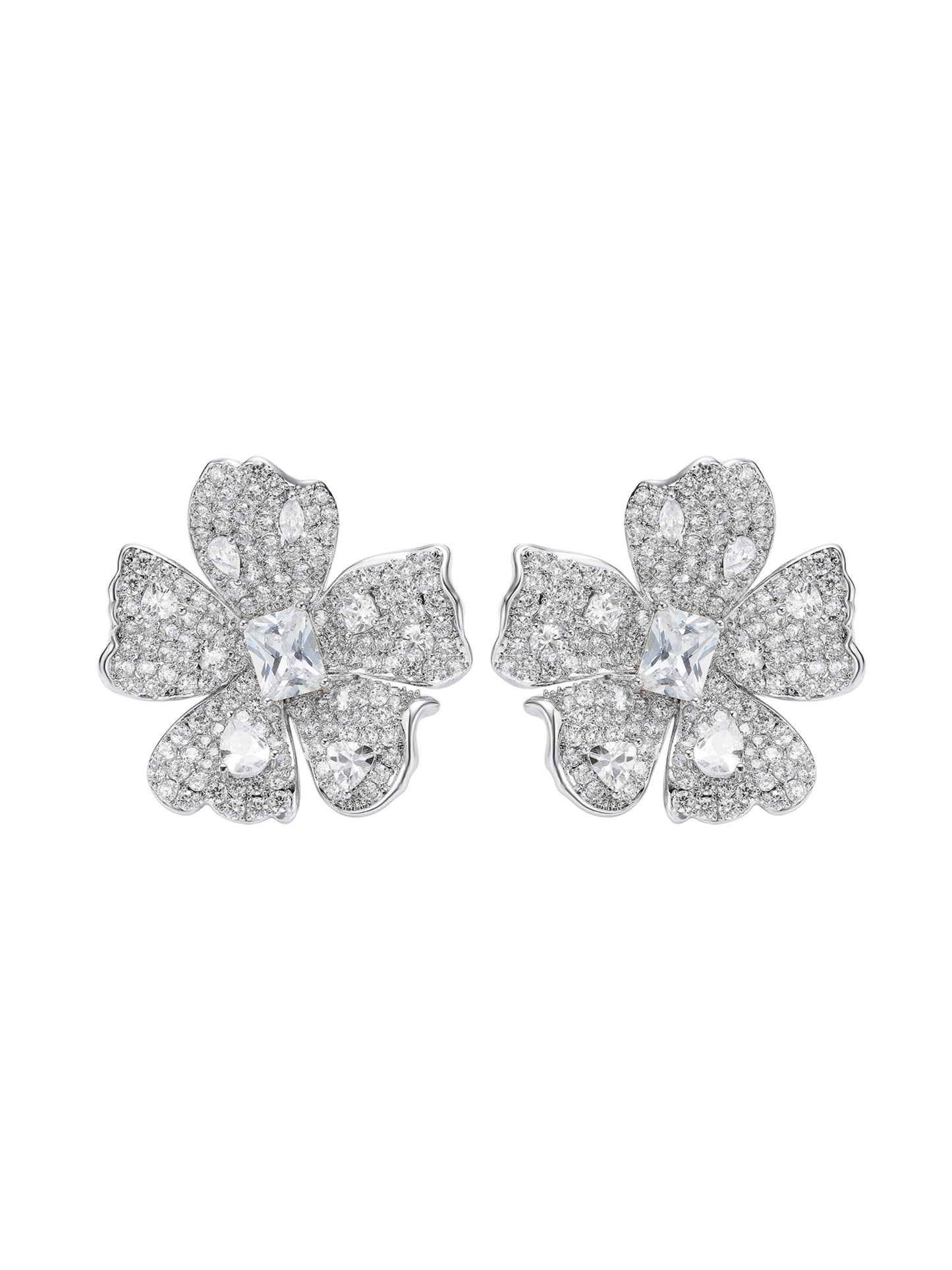 Flora Crystal White Earrings