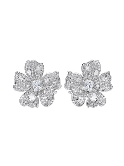 Flora Crystal White Earrings