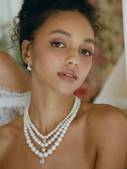Adriana Layered Pearl Drop Necklace