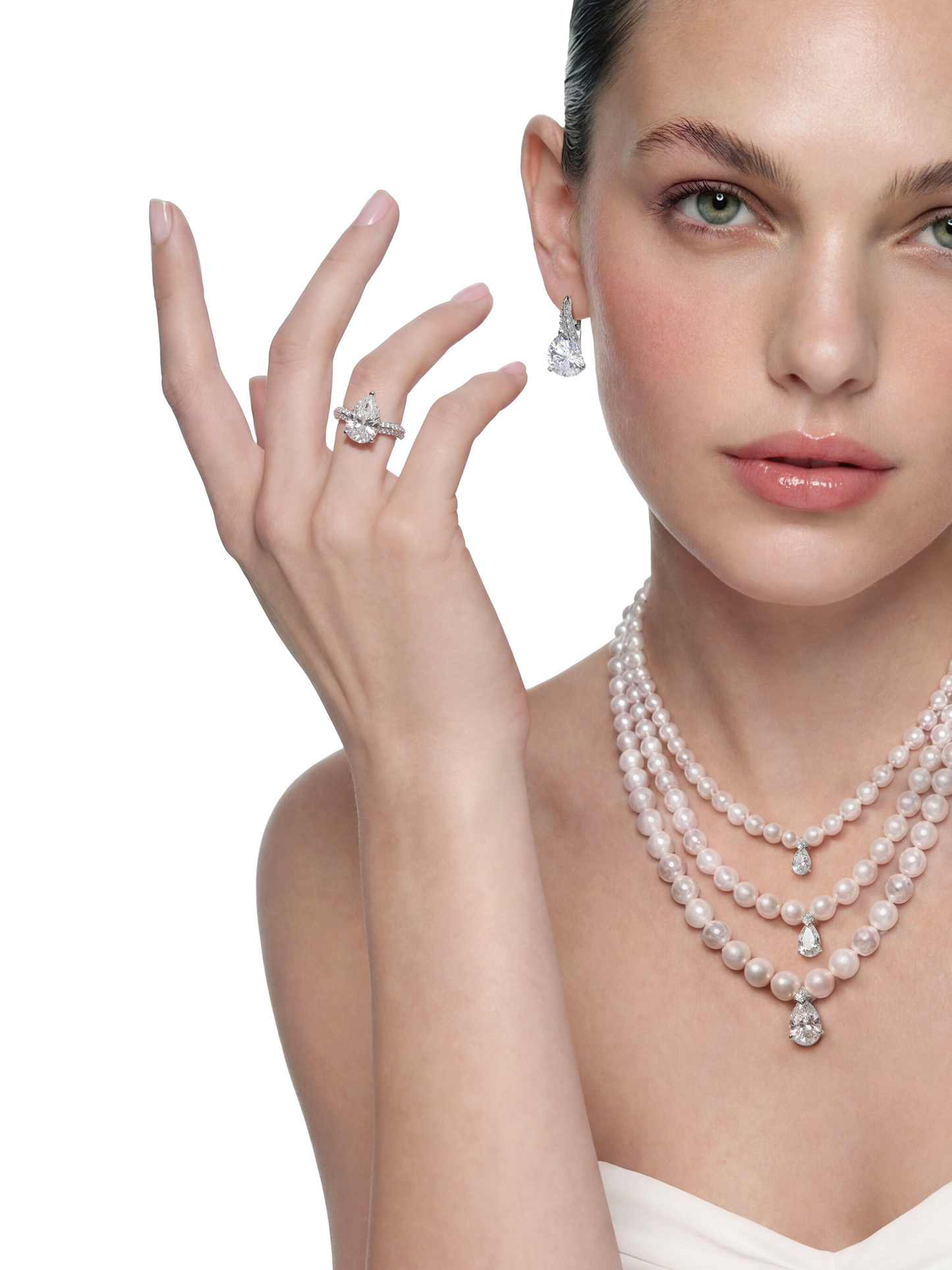Daniela Pear Cut Crystal Drop Earrings