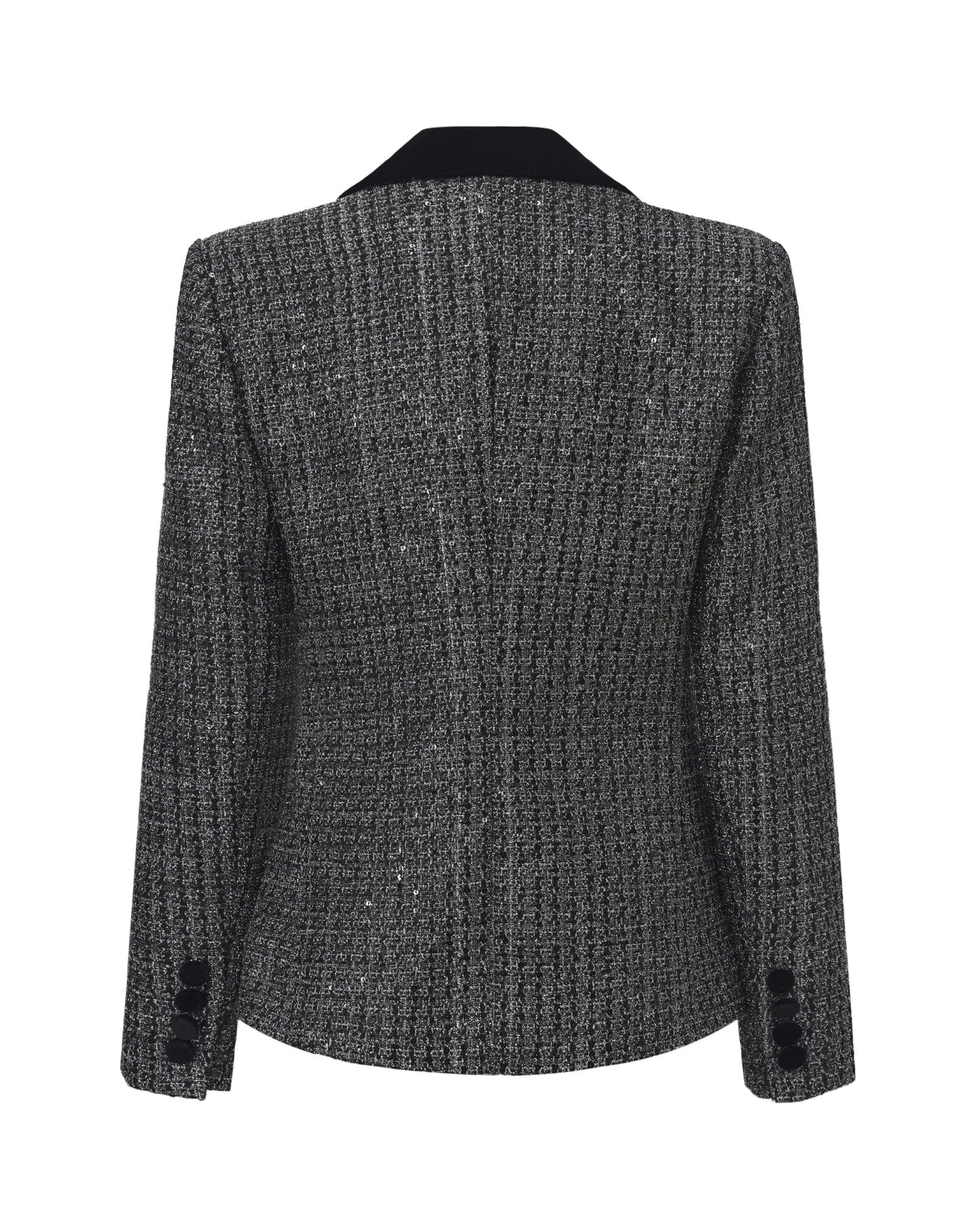 Maya Textured Lapel Black & Silver Suit Jacket