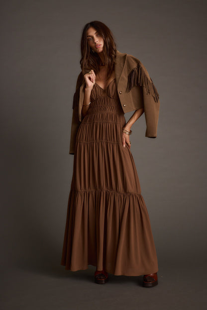 Adelina Mocha Maxi Dress